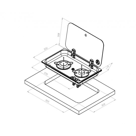 2-BURNER HOB WITH LID - Image 2