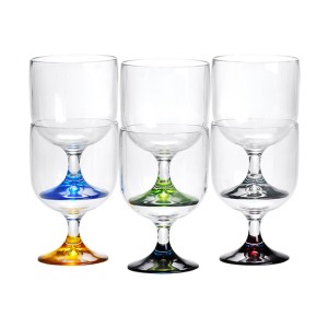 Stackable Wine Glass Party – Coloured Base, 6 Pc