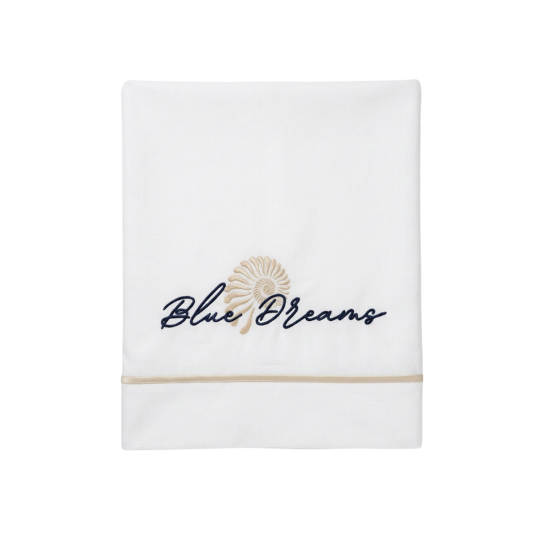 Double Flat Sheet & 2 Pillowcases – Blue Dreams White