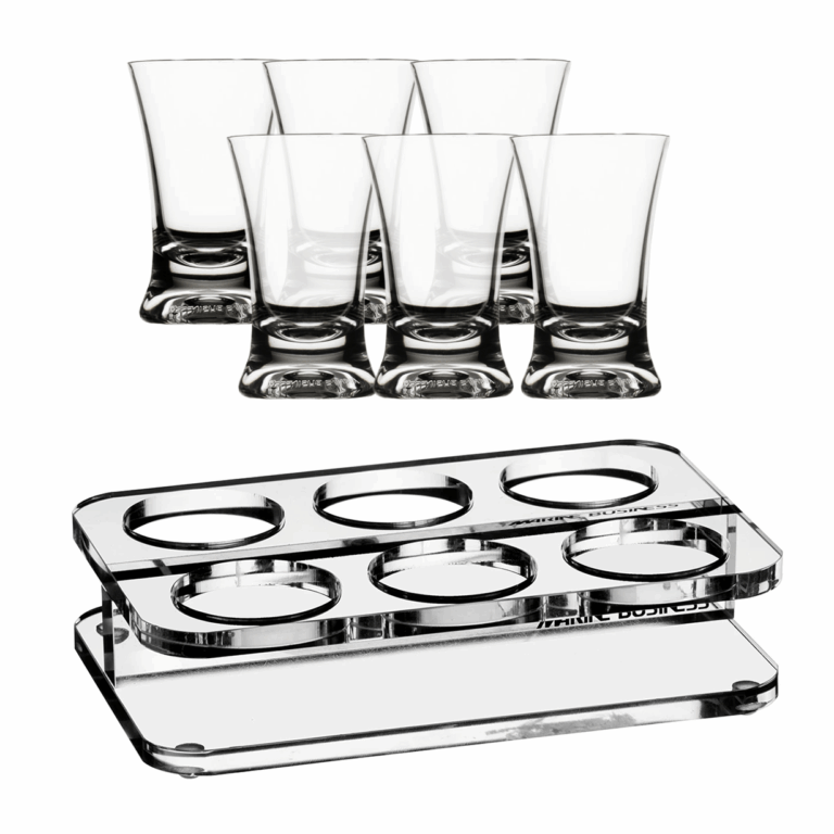 Waves Tray + Shot Glasses Set, 6 Pcs